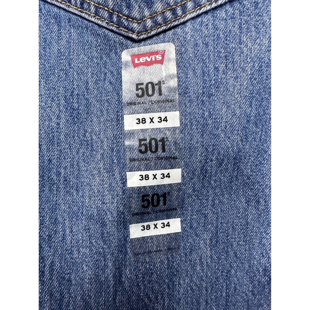Levis 501 Original Fit Mens Jeans 38x34 Blue Denim Straight Leg Button Fly NEW - Picture 11 of 13